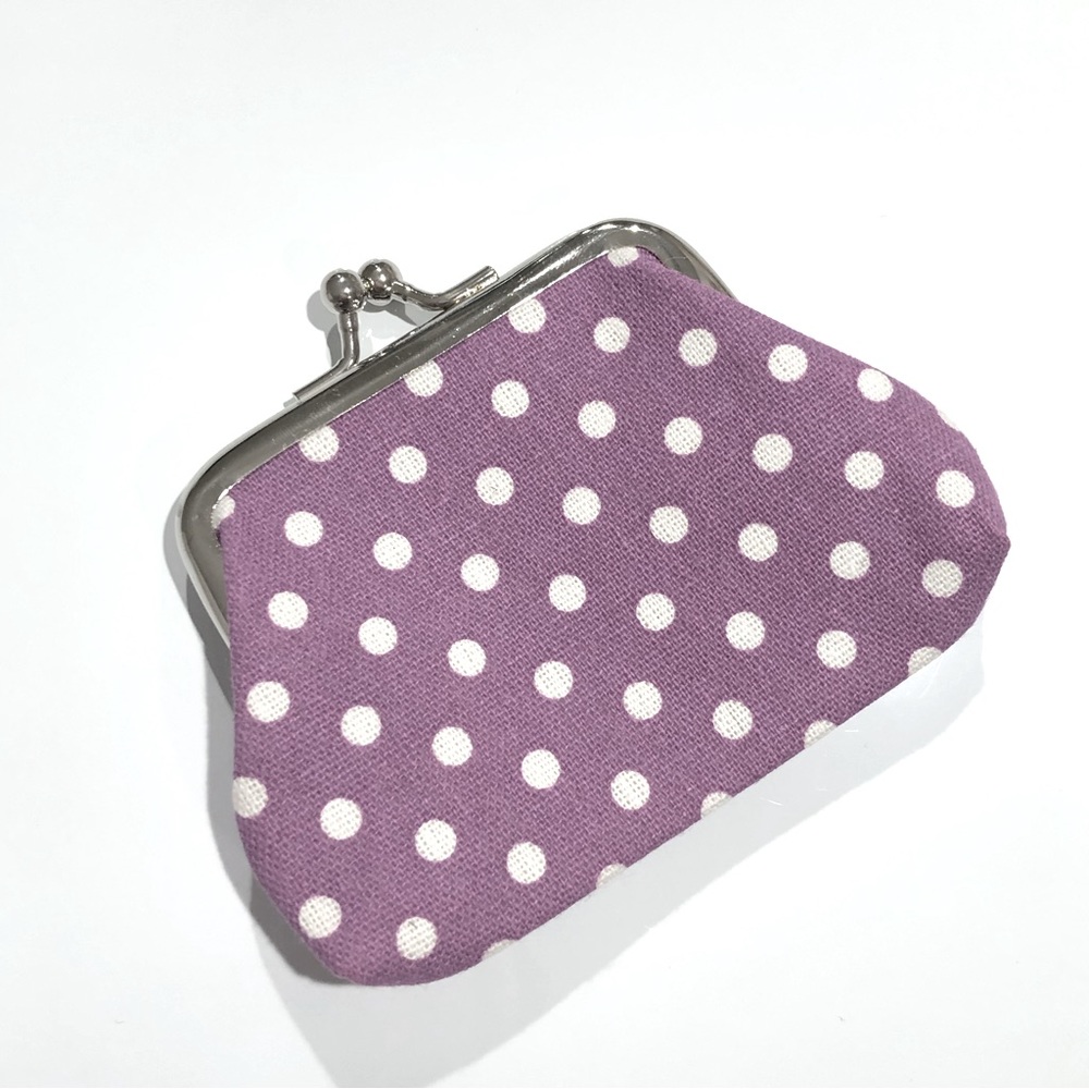 Purple Polka Dot Kiss Lock Change Purse